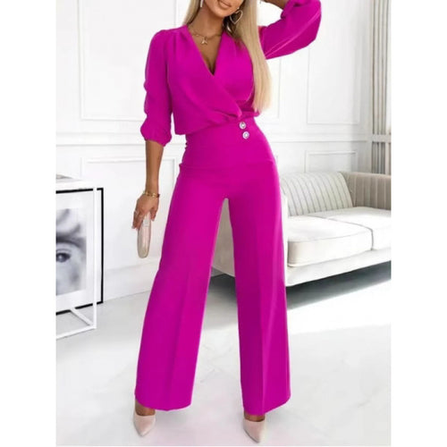 Damen elegantes Jumpsuit mit weiten Beinen Drune