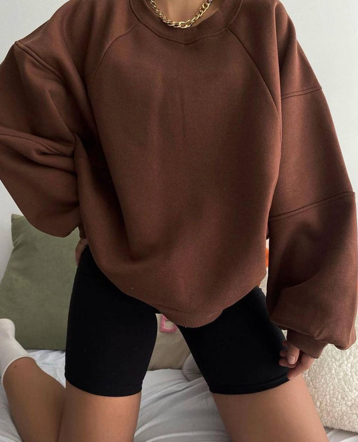Damen Oversized Sweatshirt mit Puffärmeln Drune