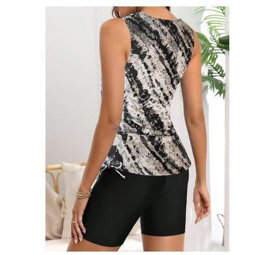 Damen Sportliches Tankini-Set mit verstellbaren Shorts Drune