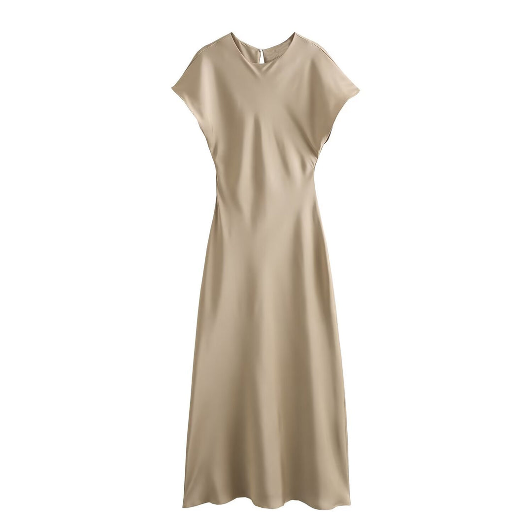 Damen elegantes Maxikleid mit fließendem Schnitt und modernem V-Ausschnitt Drune