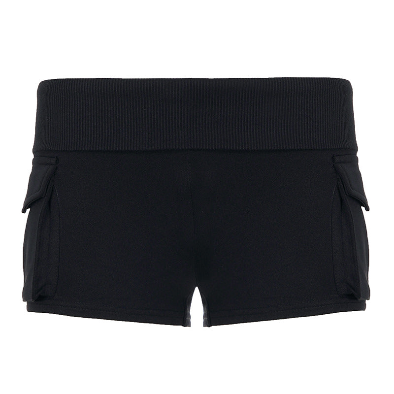 Damen Modische Shorts mit praktischen Taschen und hohem Bund Drune