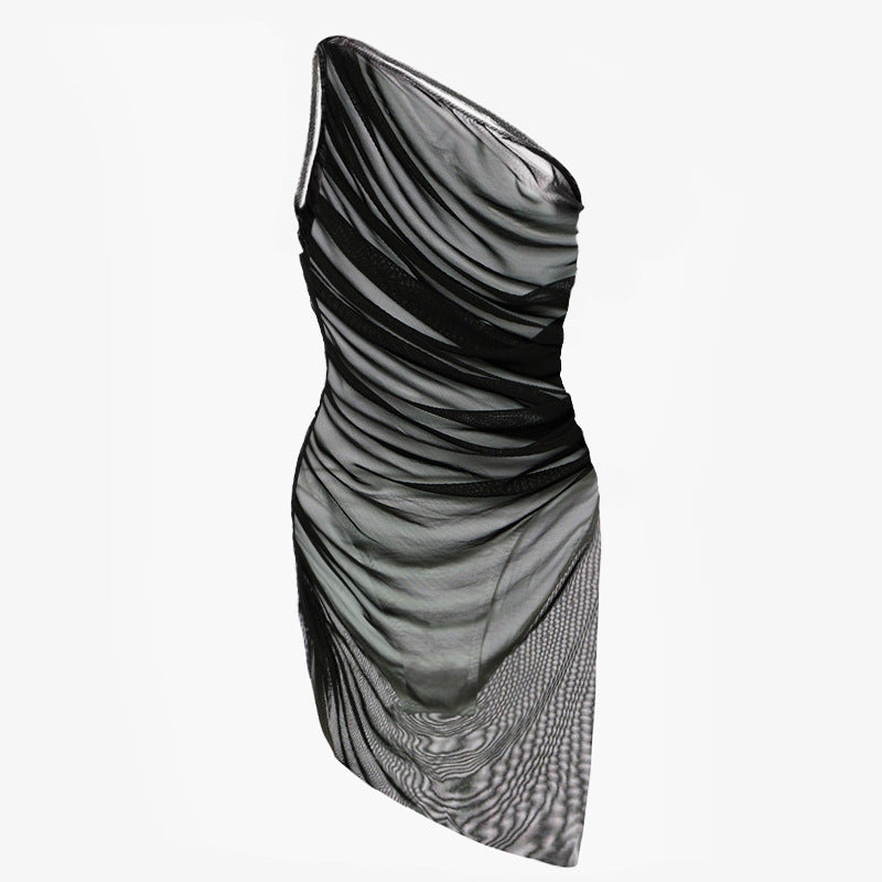 Damen elegantes Wickelkleid mit asymmetrischem Schnitt Drune