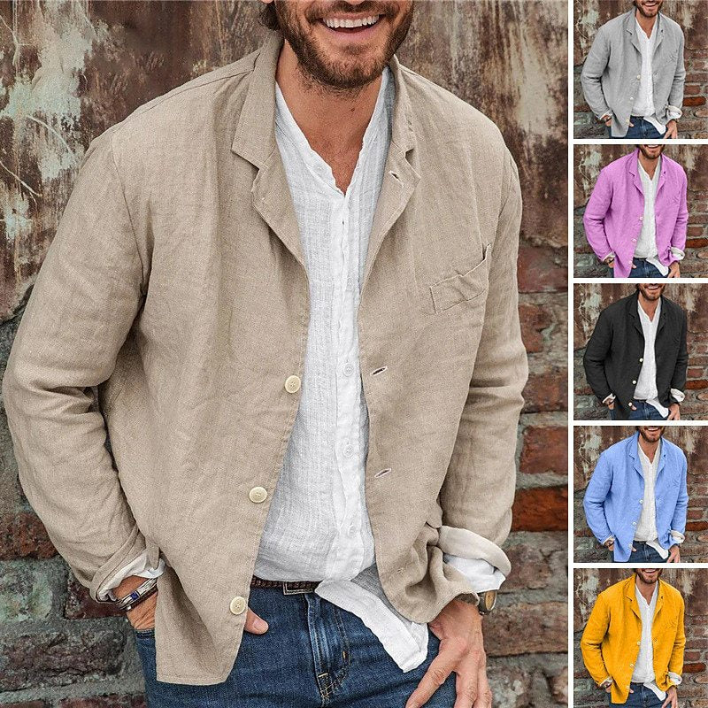 Herren Leichte Leinenjacke mit lässigem Schnitt und praktischen Taschen Drune