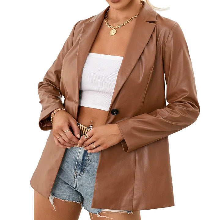 Drune | Trenchcoat Slim Fit mittellang Glad Kunstleder Klassisches Revers