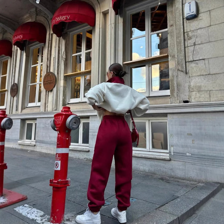 Damen Relaxed-Fit Sweatshirt und komfortable Sporthose Set Drune