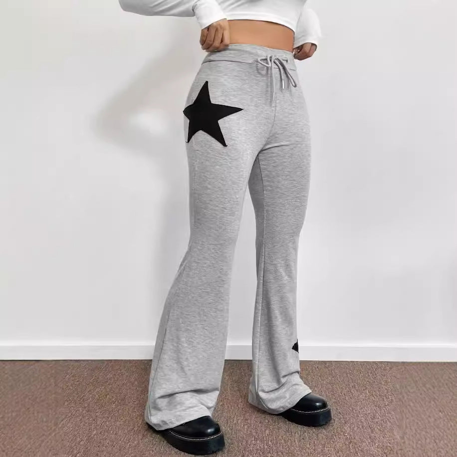 Damen lässige Sweatpants mit weitem Bein und Sternenmotiv Drune