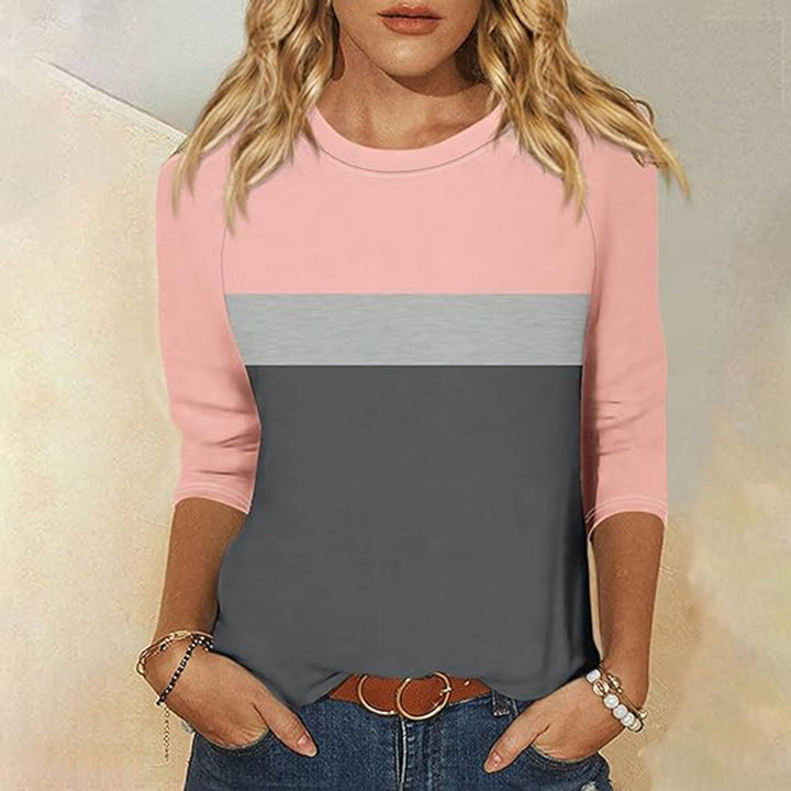 Damen Freizeit-T-Shirt mit modischem Farbblockdesign Drune