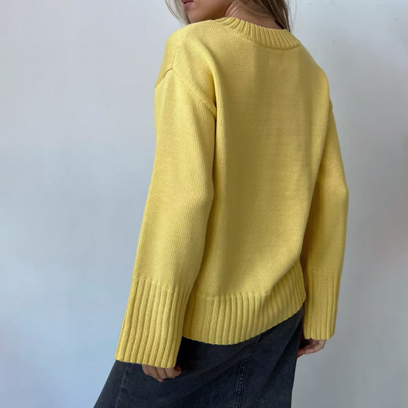 Damen eleganter Pullover mit weitem Schnitt und strukturierten Ärmeln Drune
