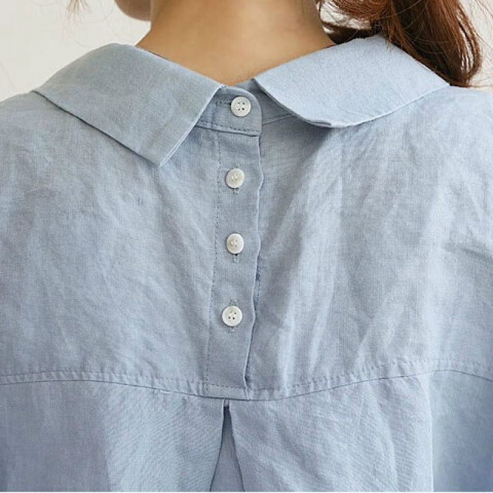 Damen elegante Bluse mit lässigem Kragen und Knopfverschluss Drune