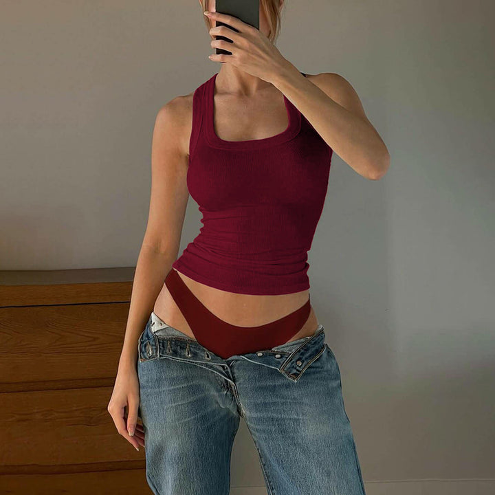 Damen Fitness Top mit figurbetontem Schnitt und Quadrat-Ausschnitt Drune