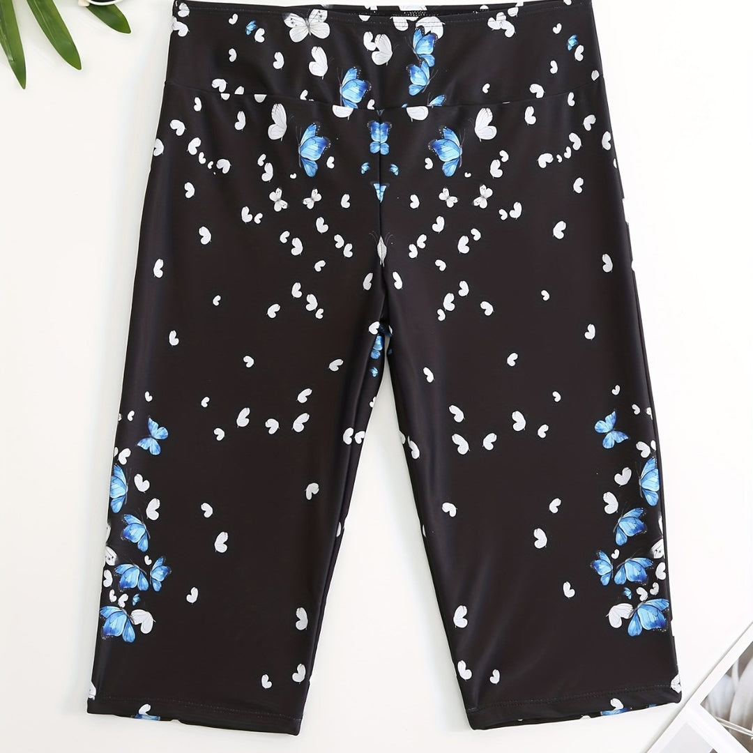Damen Sportliche Badeshorts mit Blumendesign Drune