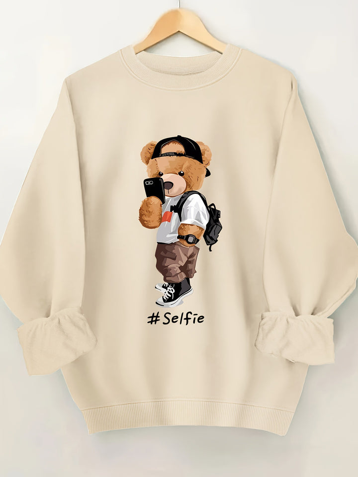 Damen Sweatshirt mit künstlerischem Bärendesign und lässigem Schnitt Drune