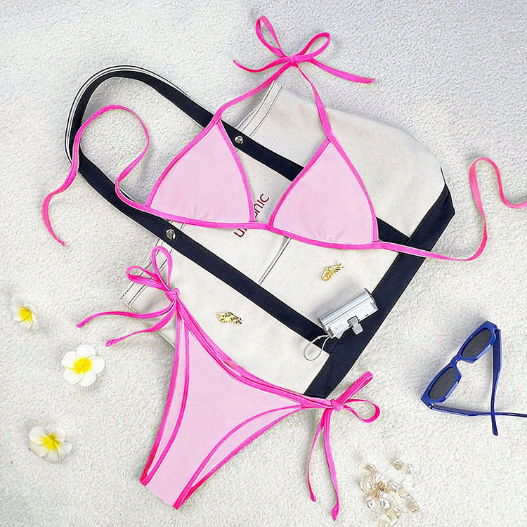 Damen Triangel-Bikini mit kontrastierenden Trägern Drune