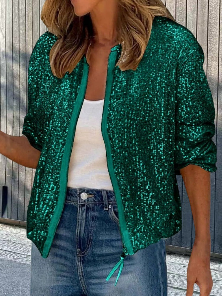 Damen Glitzernde Deko-Jacke mit leichtem Schnitt und seitlichen Taschen Drune