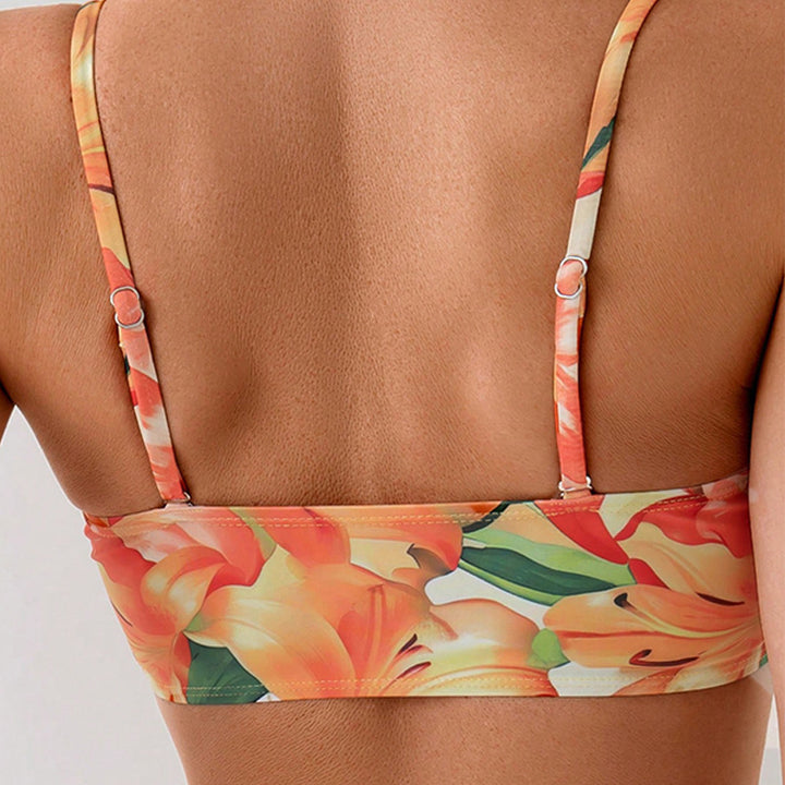 Damen Hochtailliertes Floral-Bikini-Set mit Knoten-Details Drune