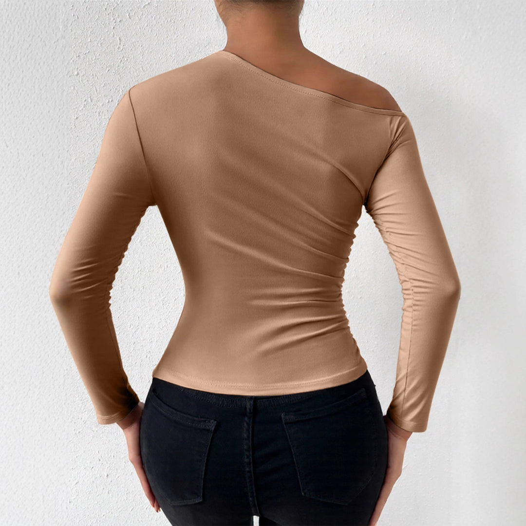 Damen Langarmshirt mit asymmetrischem Ausschnitt und figurformendem Schnitt Drune