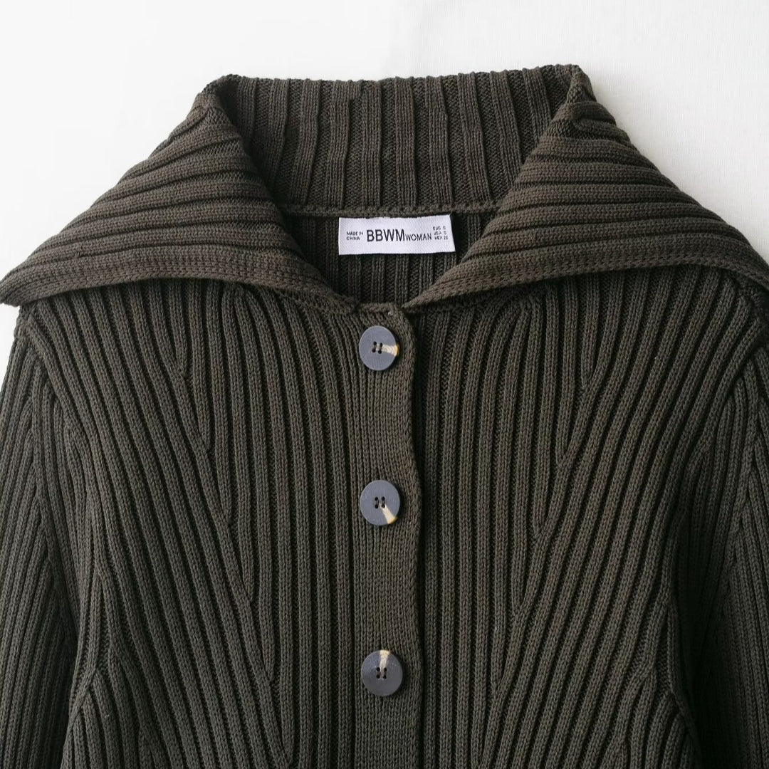 Damen cropped Strickjacke mit elegantem Rippenmuster Drune