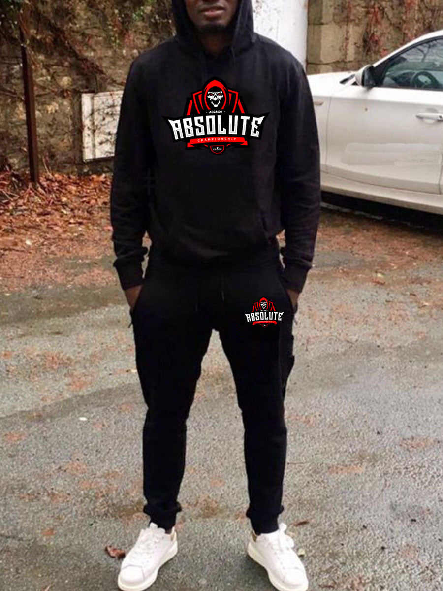 Herren Kapuzenpullover und Jogginghose Set mit sportlichem Grafikdruck Drune
