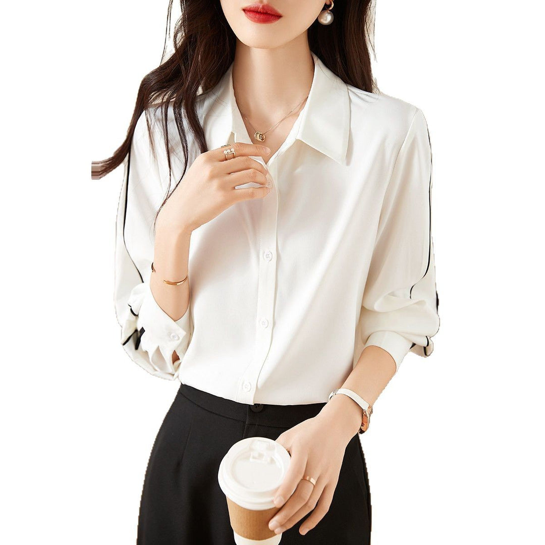 Damen elegante Bluse mit klassischen Knopfdetails Drune