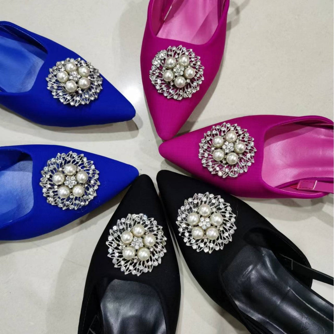 Damen Sling-Pumps mit eleganter Brosche Drune