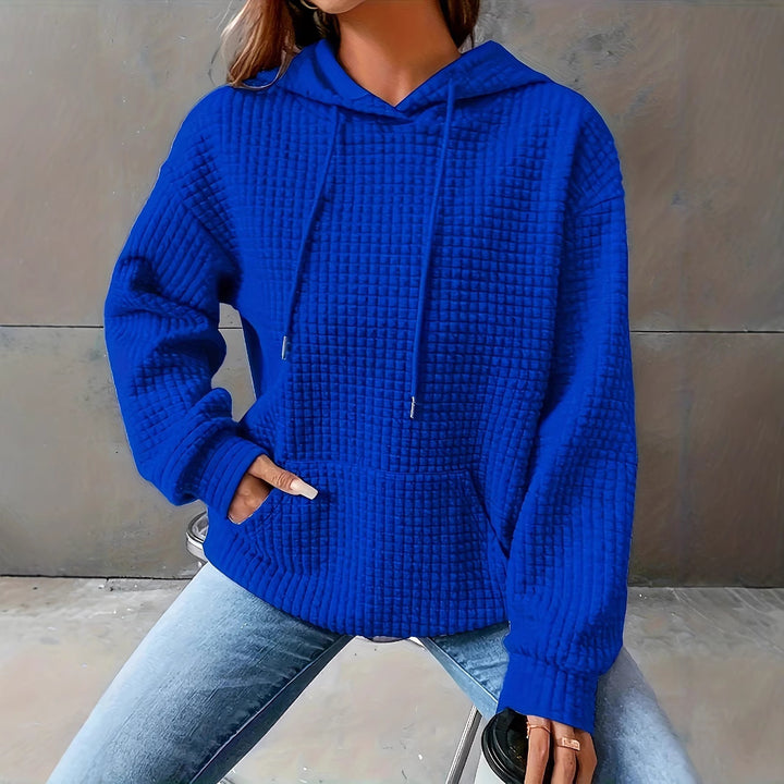 Damen Kapuzenpullover im strukturierten Waffelmuster mit seitlichen Eingrifftaschen Drune