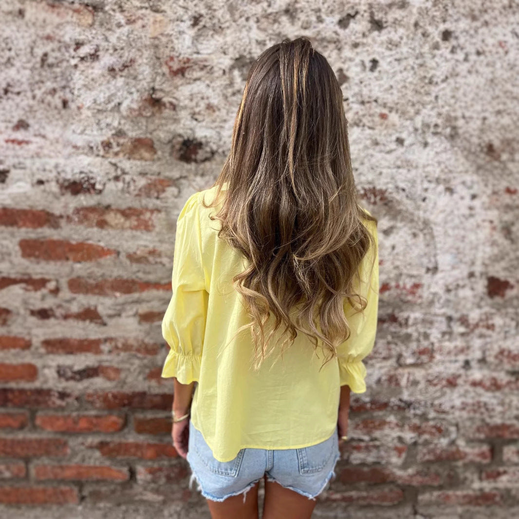 Damen Bluse mit dekorativen Puffärmeln Drune