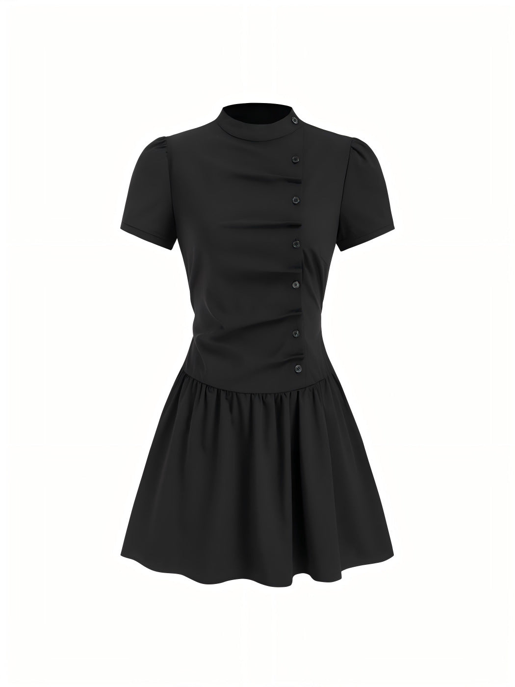 Damen Minikleid mit Knopfdetails und gerafftem Schnitt Drune