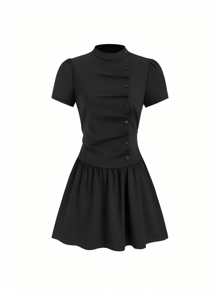 Damen Minikleid mit Knopfdetails und gerafftem Schnitt Drune