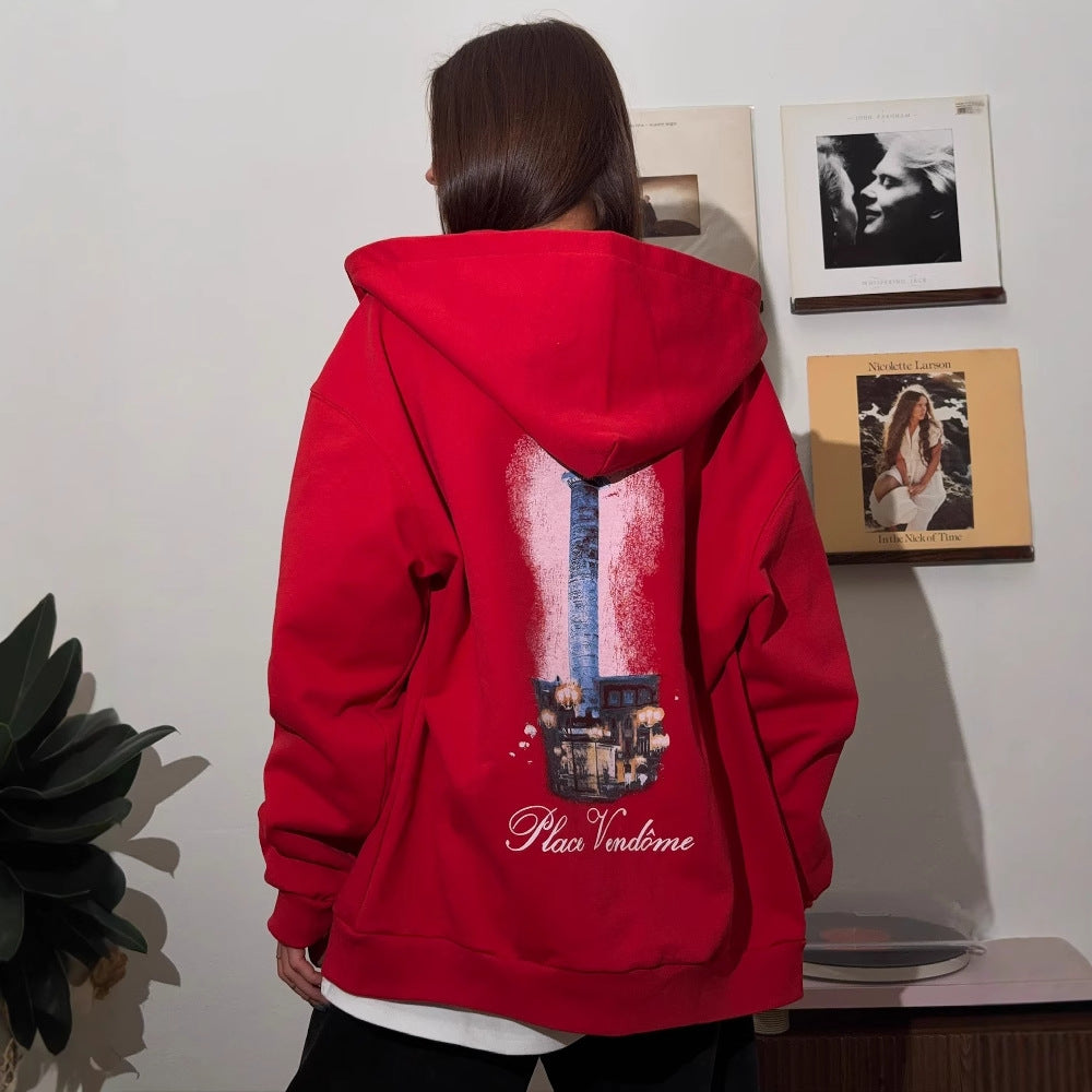 Damen Kapuzenpullover mit kreativem Grafikdesign und oversized Schnitt Drune