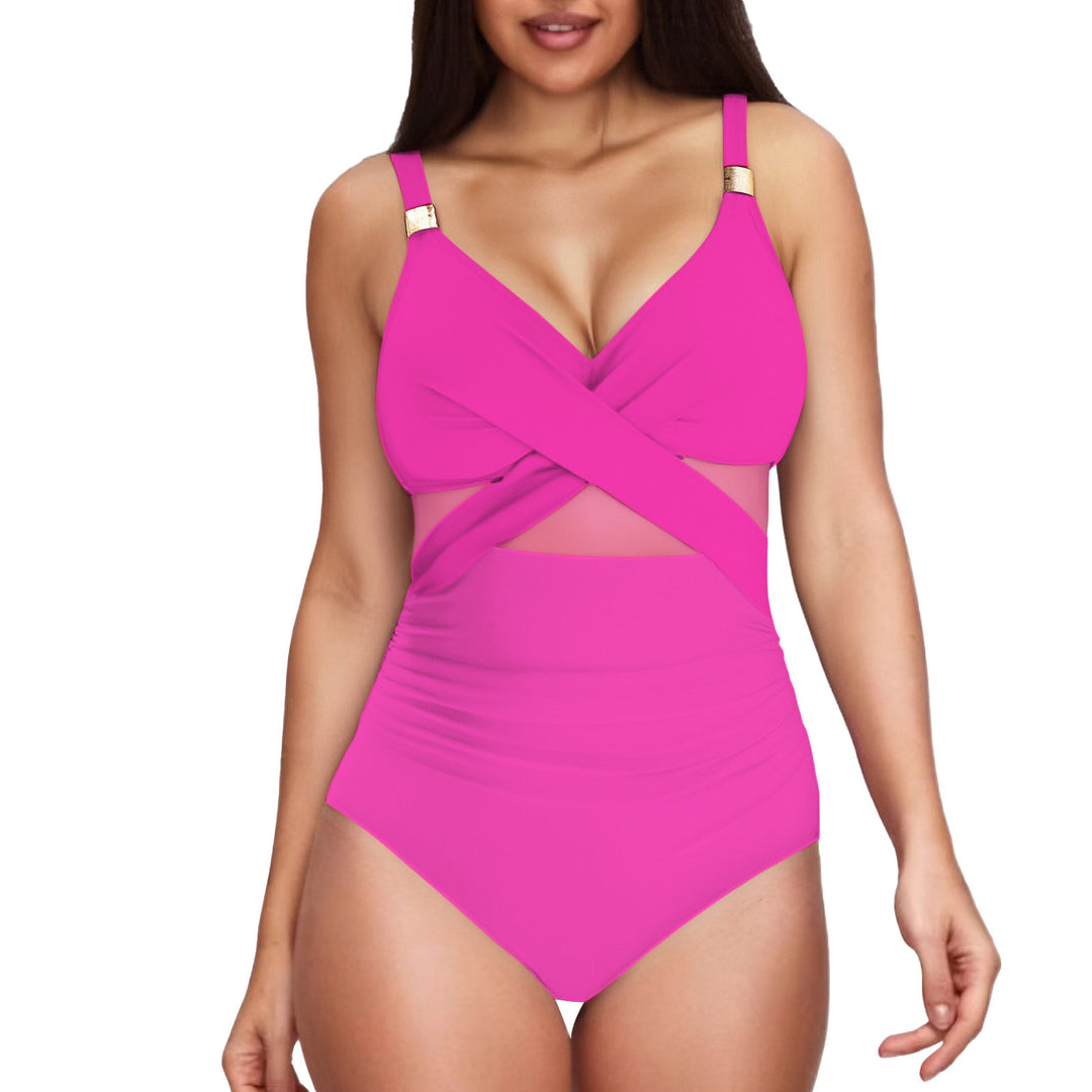 Damen Eleganter Einteiler mit transparenter Einsätzen Drune