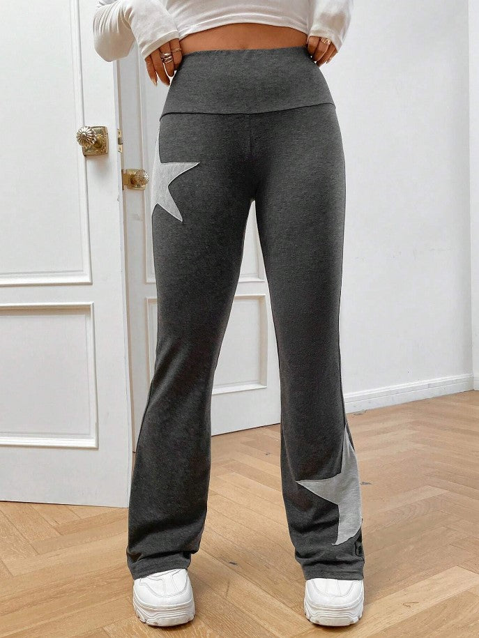 Damen legere Bootcut-Leggings mit Sternen-Motiv Drune