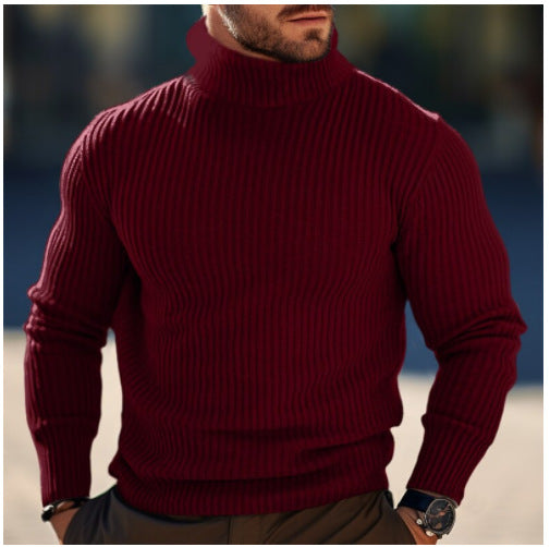 Herren nan gerippter Rollkragenpullover schmal geschnitten aus Feinstrick mit Stretch und thermoregulierender Wollmischung Drune