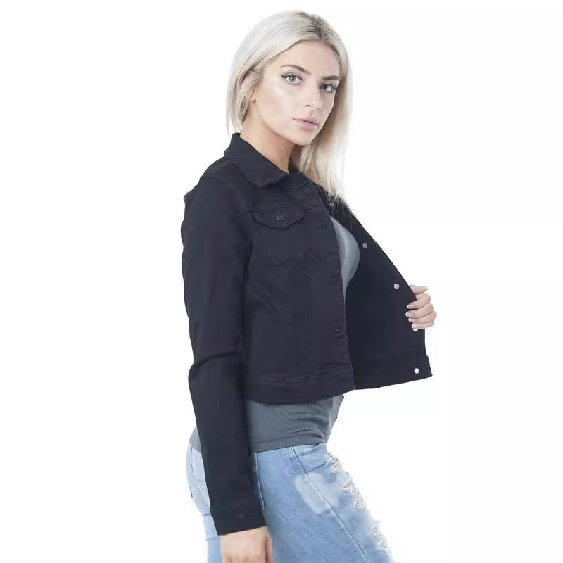Damen klassische Denim-Jacke im modischen Schnitt mit Knopfdetails Drune