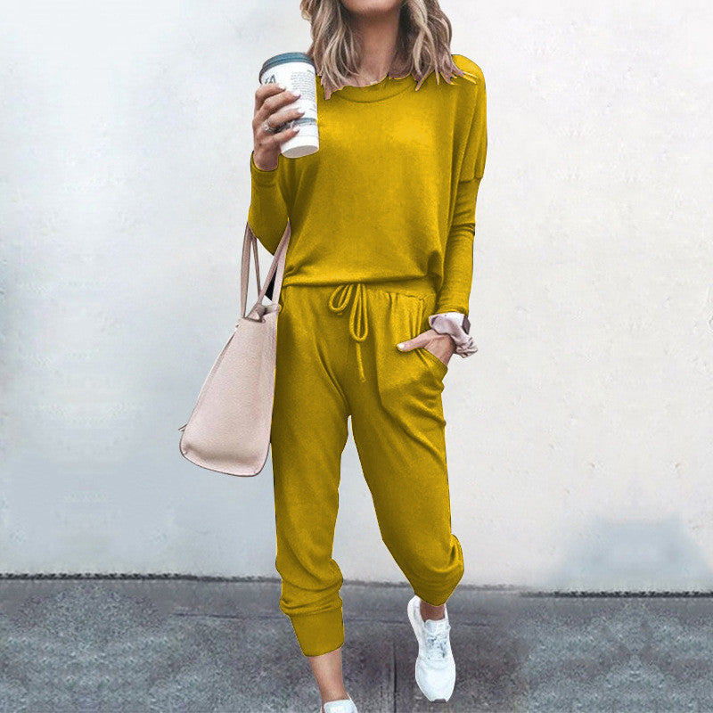 Damen Bequemer Jumpsuit mit modischem Rundhalsausschnitt und regulierbarem Bund Drune