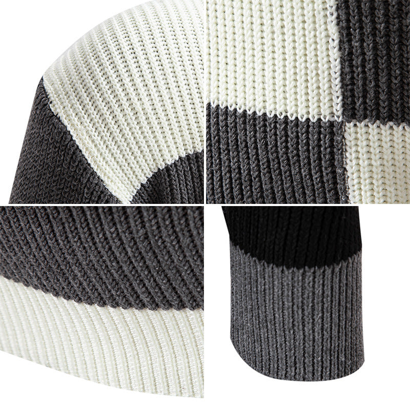 Herren modischer Rollkragenpullover mit strukturiertem Karomuster Drune