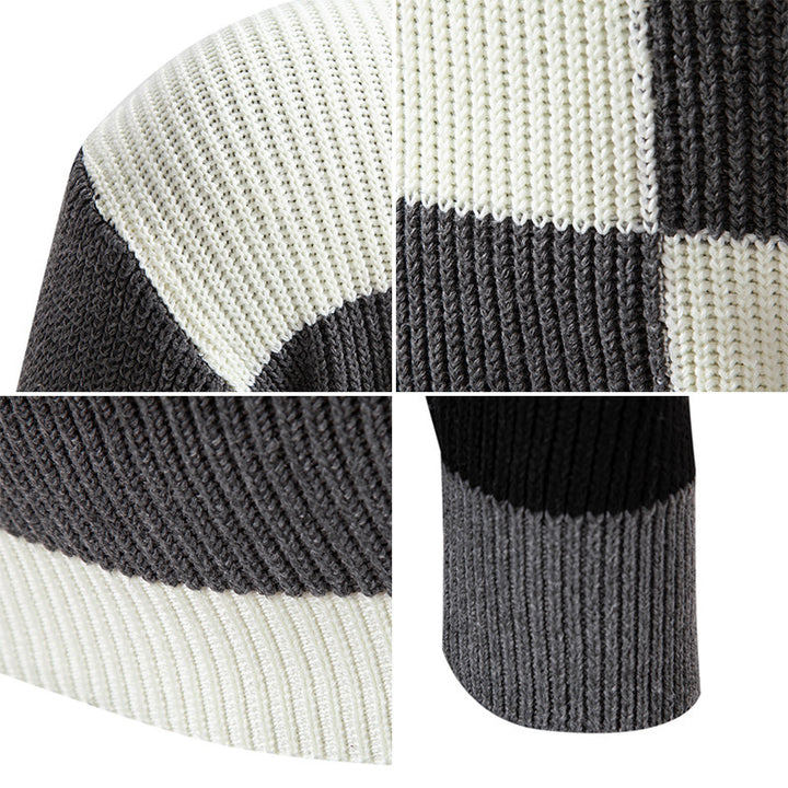 Herren modischer Rollkragenpullover mit strukturiertem Karomuster Drune