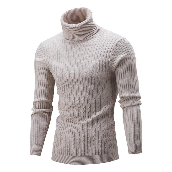 Herren nan gerippter Rollkragenpullover mit Zopfmuster und körpernaher Slim-Fit-Silhouette Drune