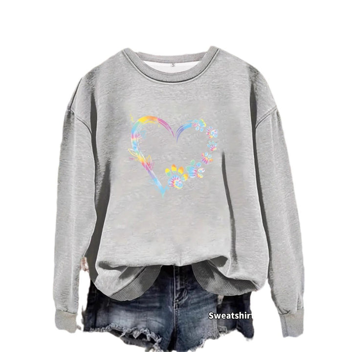 Damen Sweatshirt mit floralem Herzdesign und bequemer Passform Drune