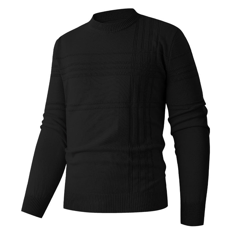 Herren nan Feinstrick-Pullover Rundhals mit geprägter Streifenstruktur und schmaler Silhouette Drune