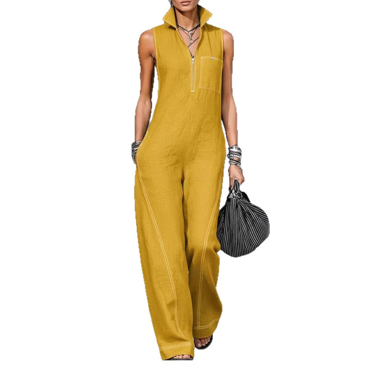 Damen Utility-Jumpsuit mit hochgeschlossenem Kragen und tiefem Reißverschluss Drune
