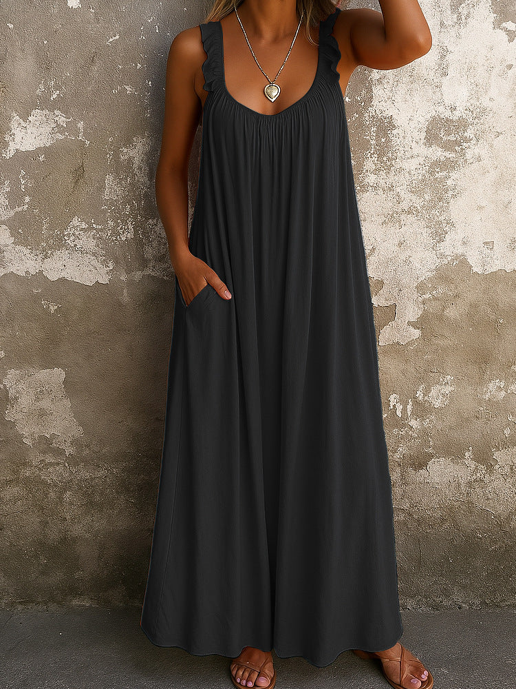 Damen Maxi-Kleid mit trägerloser Passform und luftiger Silhouette Drune