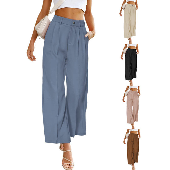 Damen Weit geschnittene Hochbundhose mit Falten und eleganter Passform Drune