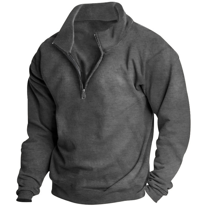 Unisex nan Oversize Sweatshirt mit halbem Reißverschluss und hohem Stehkragen Drune