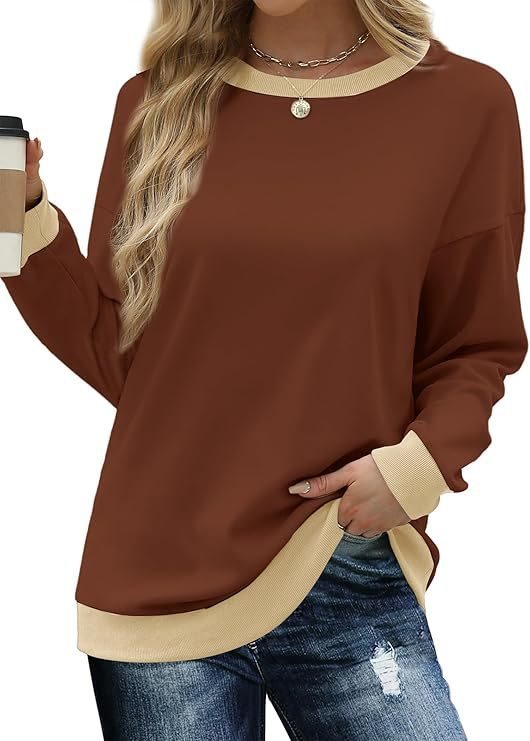 Damen Bequemer Pullover mit Kontrastbündchen Drune