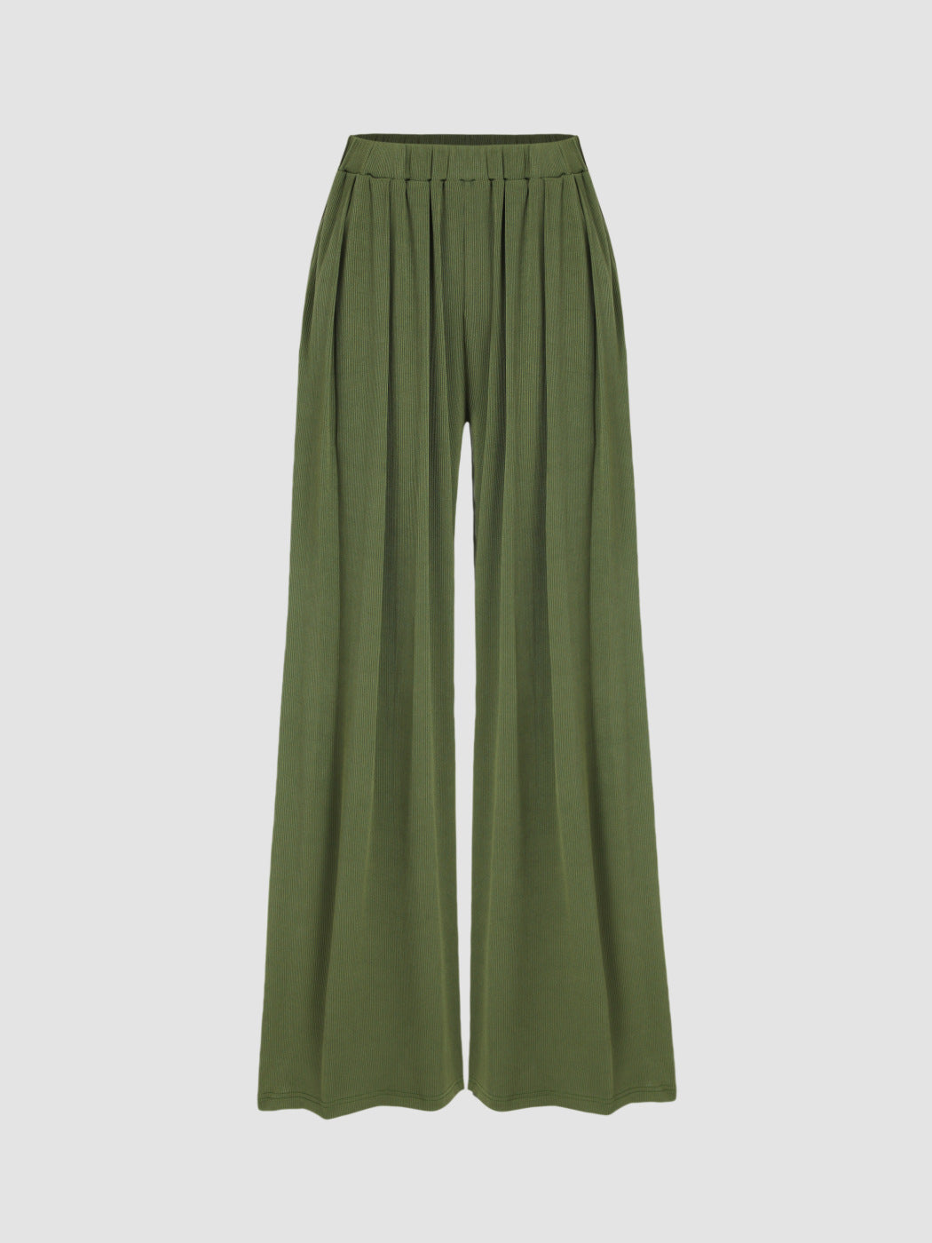 Damen weite Palazzo-Hose mit eleganten Falten und elastischem Bund Drune