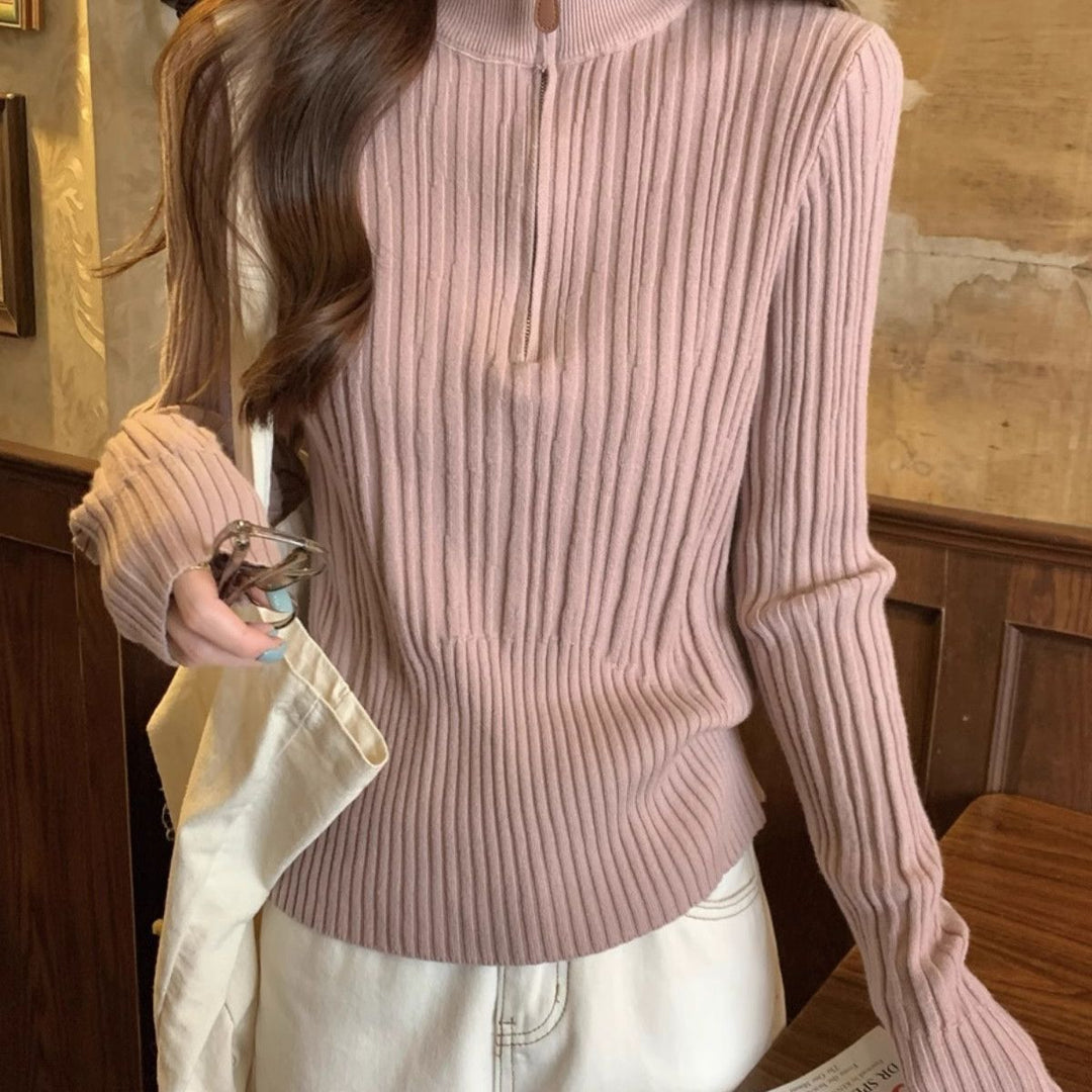 Damen elegant geschnittenes Sweatshirt mit Stehkragen Drune