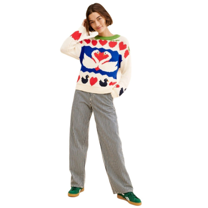 Damen Strickpullover mit Tiermotiv und farbenfrohen Akzenten Drune
