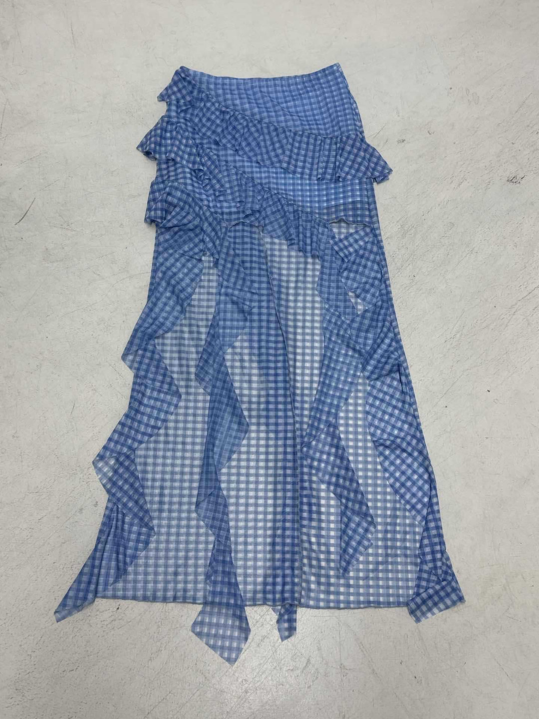 Damen Maxirock mit Rüschendetails und Vichy-Muster Drune