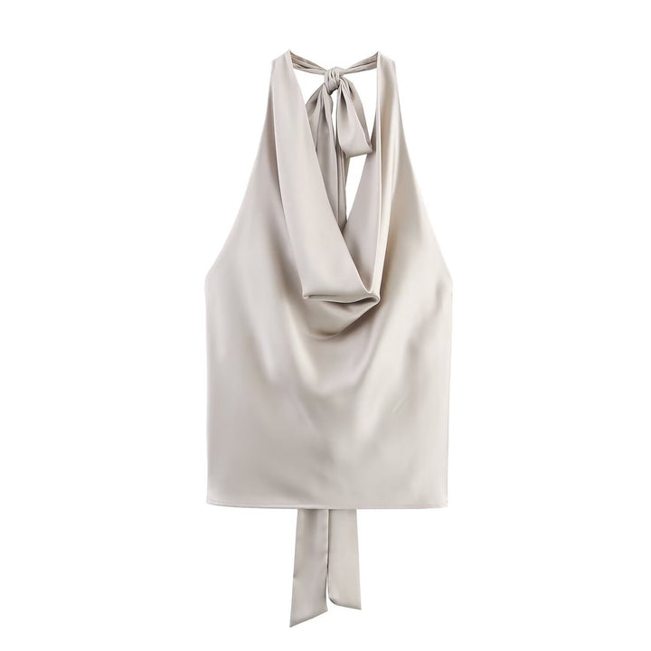 Damen Edles Haltertop mit fließendem Schnitt und eleganter Rückenbinde Drune