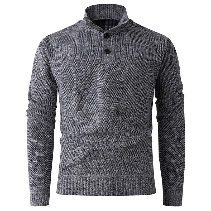 Herren Strickpullover mit hohem Kragen und durchgehendem Knopfverschluss Drune